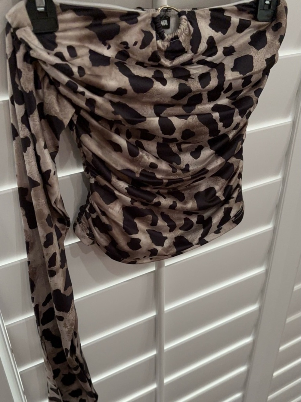 Fashion Nova Beige and Black Animal Print  Crop Top